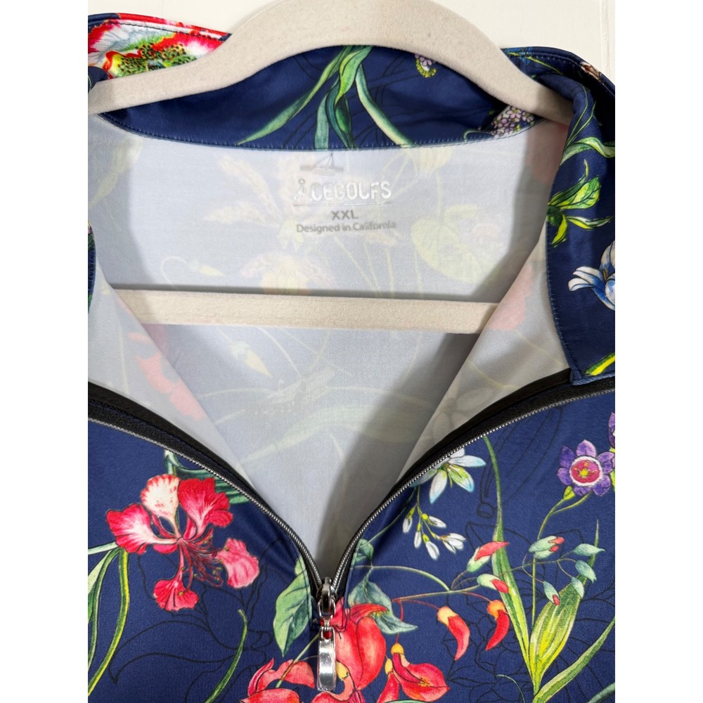 Acegolfs Botanical Energy Floral Quarter Zip XXL Long Sleeve Golf Top UPF New - Picture 4 of 14